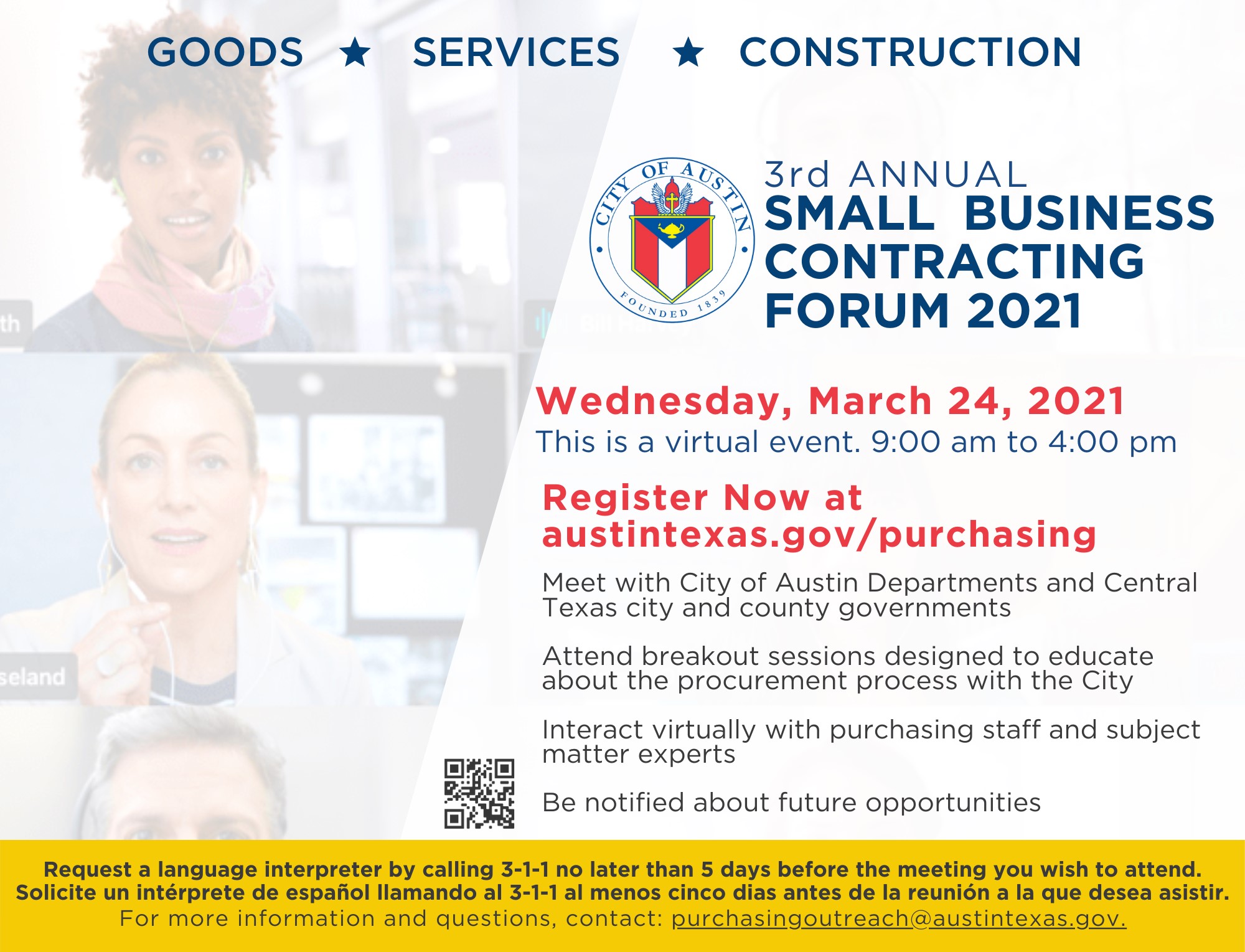 Graphic about Small Business Forum (see text of release for details)