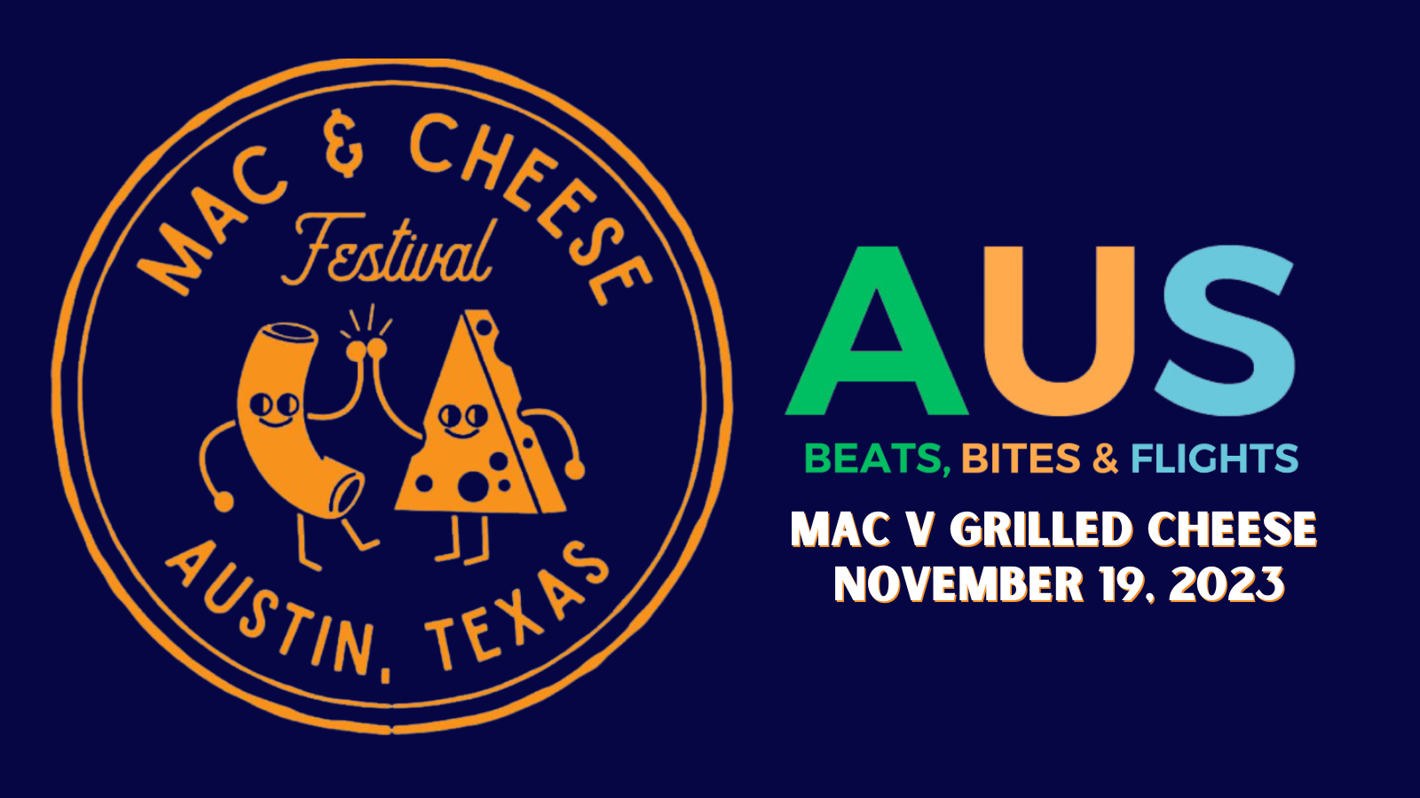 AUS logo + Mac n Cheese Fest logo