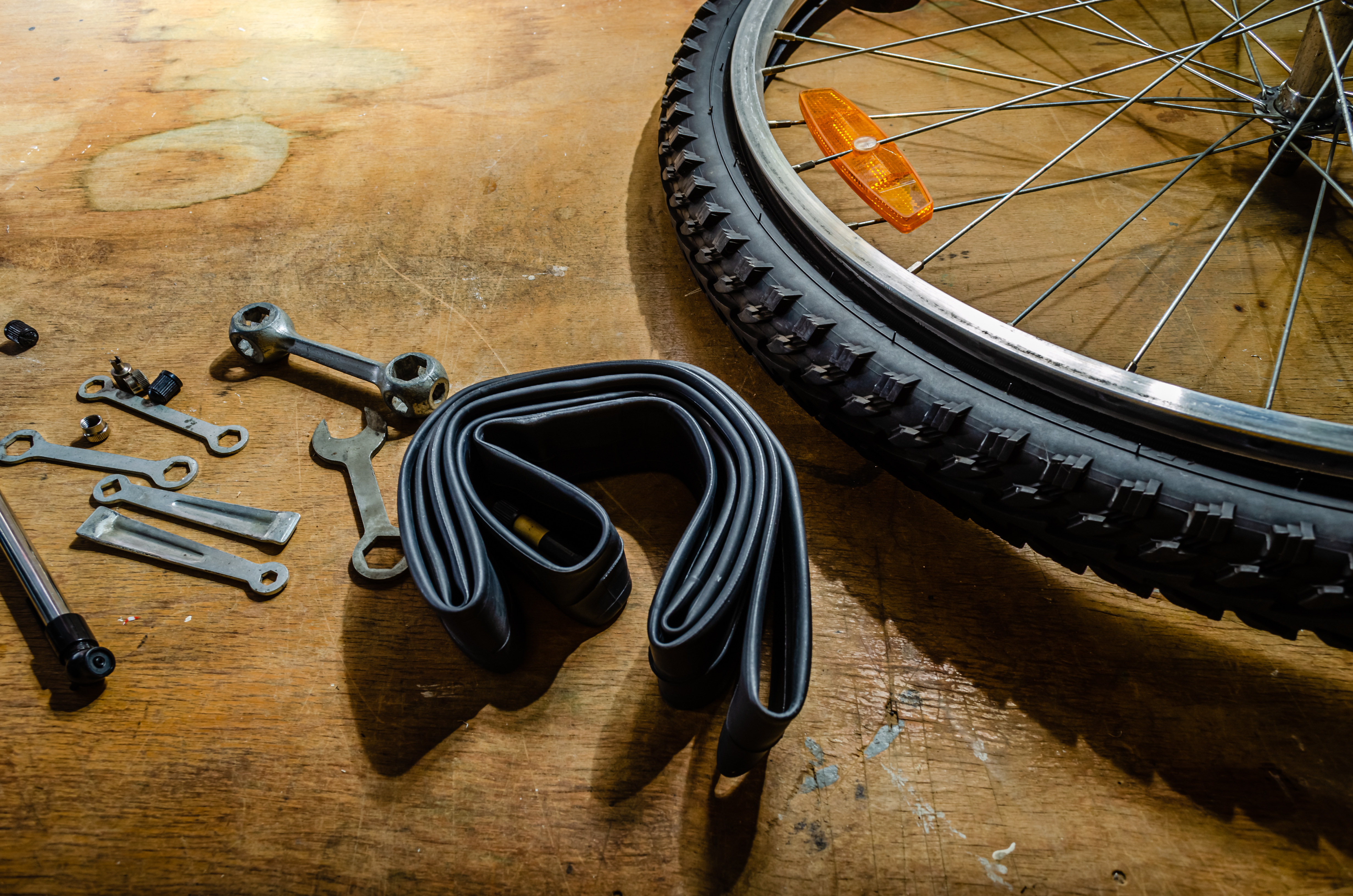 Repairing a bicycle tire Repairing a bicycle tire