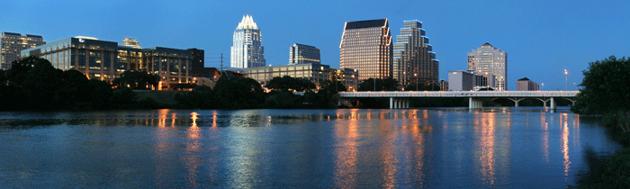 Skyline of the City of Austin at dusk