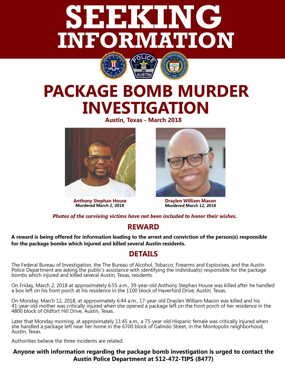 advisory regarding explosions in austin austintexas gov the reward flyer