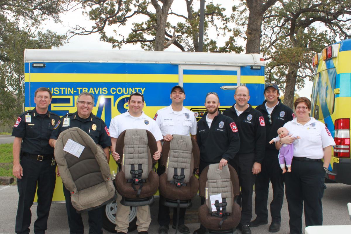 Austin-Travis County EMS team at a car seat check event