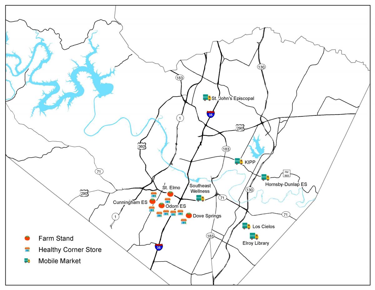 Fresh for Less site map of food locatrions
