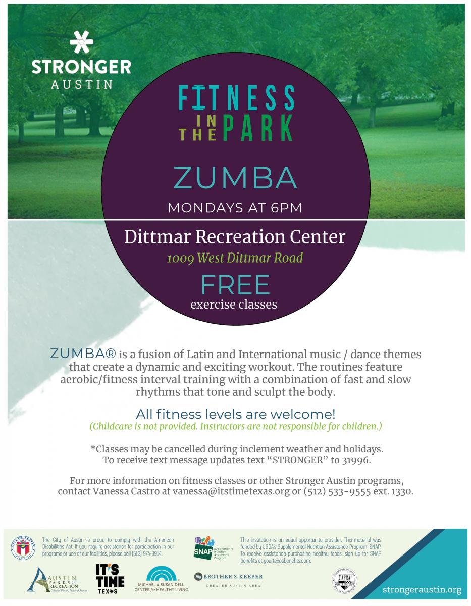 Free Zumba on Mondays from 6-7pm, All Fitness Levels welcome