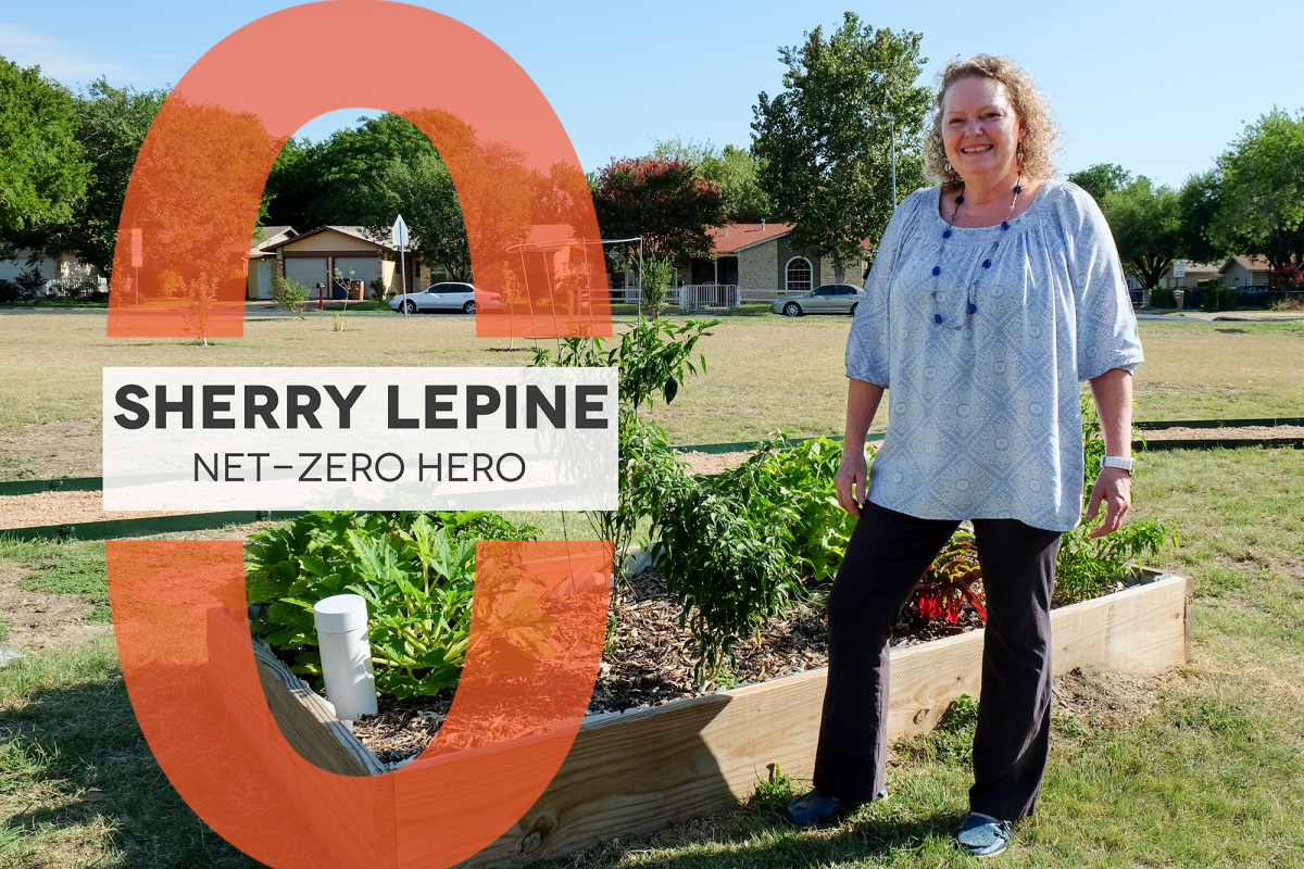 Net-Zero Hero: Sherry Lepine, Photo: Sherry Lepine at a school garden