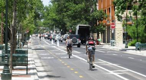 Photo of cyclists using two-way bike lane
