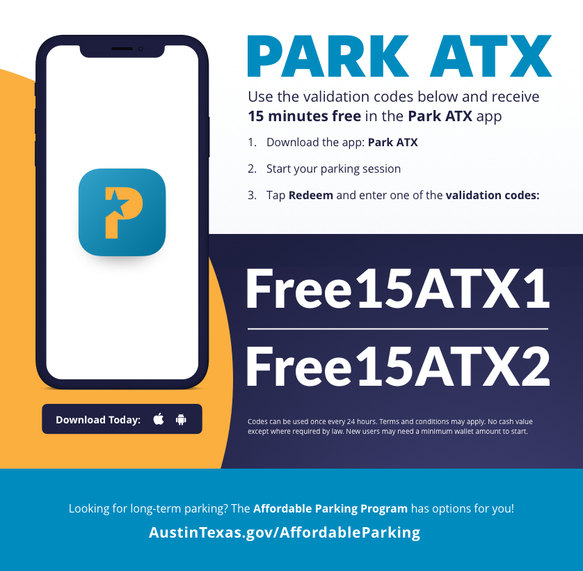 Park ATX free 15 minute promotional graphic