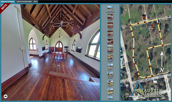 Virtual Reality tour of the Old Grounds, Historic Colored Grounds and the Oakwood Cemetery Chapel