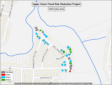 Map showing status of houses near Wild Dunes.