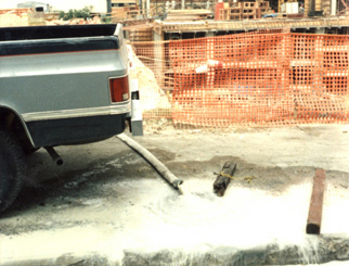 Illegal sediment discharge from construction site dewatering.