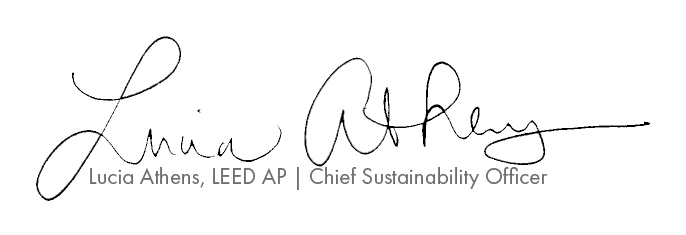 Signature: Lucia Athens, Chief Sustainability Officer