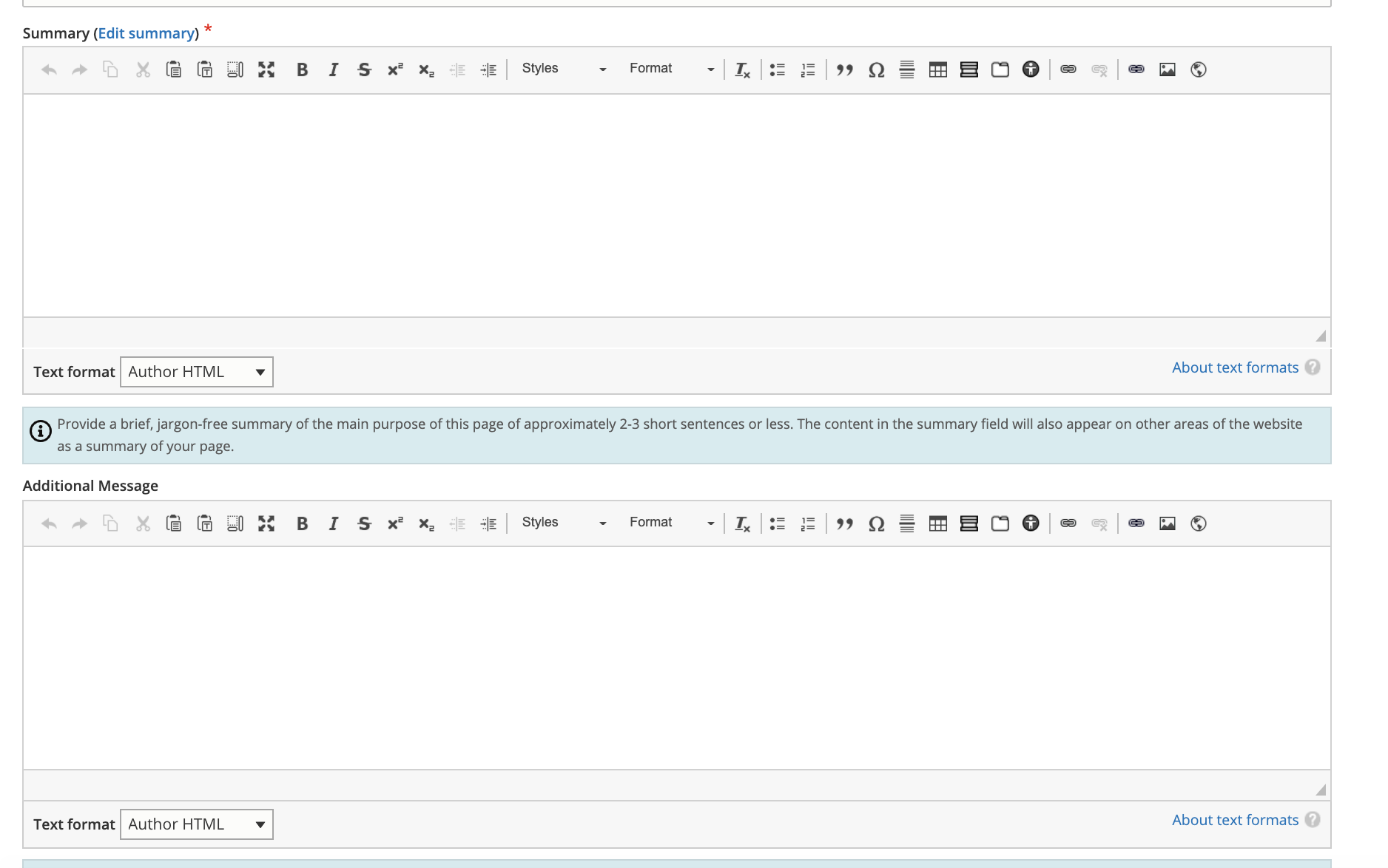 Edit a department page