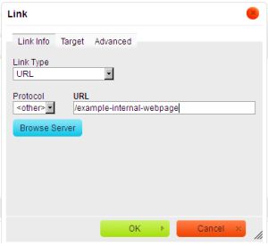 Link box showing example of linking to an internal webpage