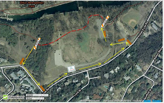 Hike and Bike Trail Detours Map