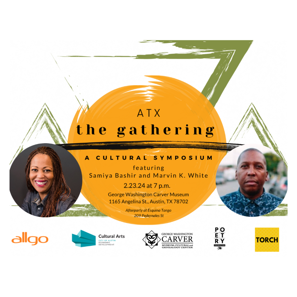 white graphic with text reading the gathering