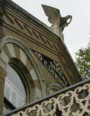 Old Bakery building with eagle