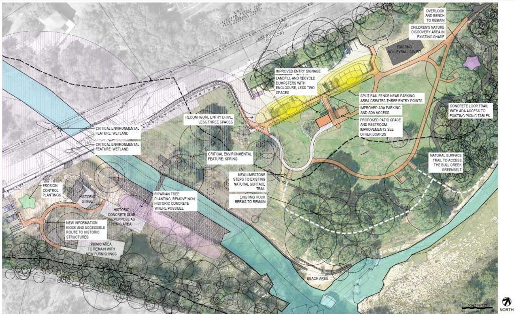 Image of the plan for Bull Creek District Park: Identifying improvements throughout the park