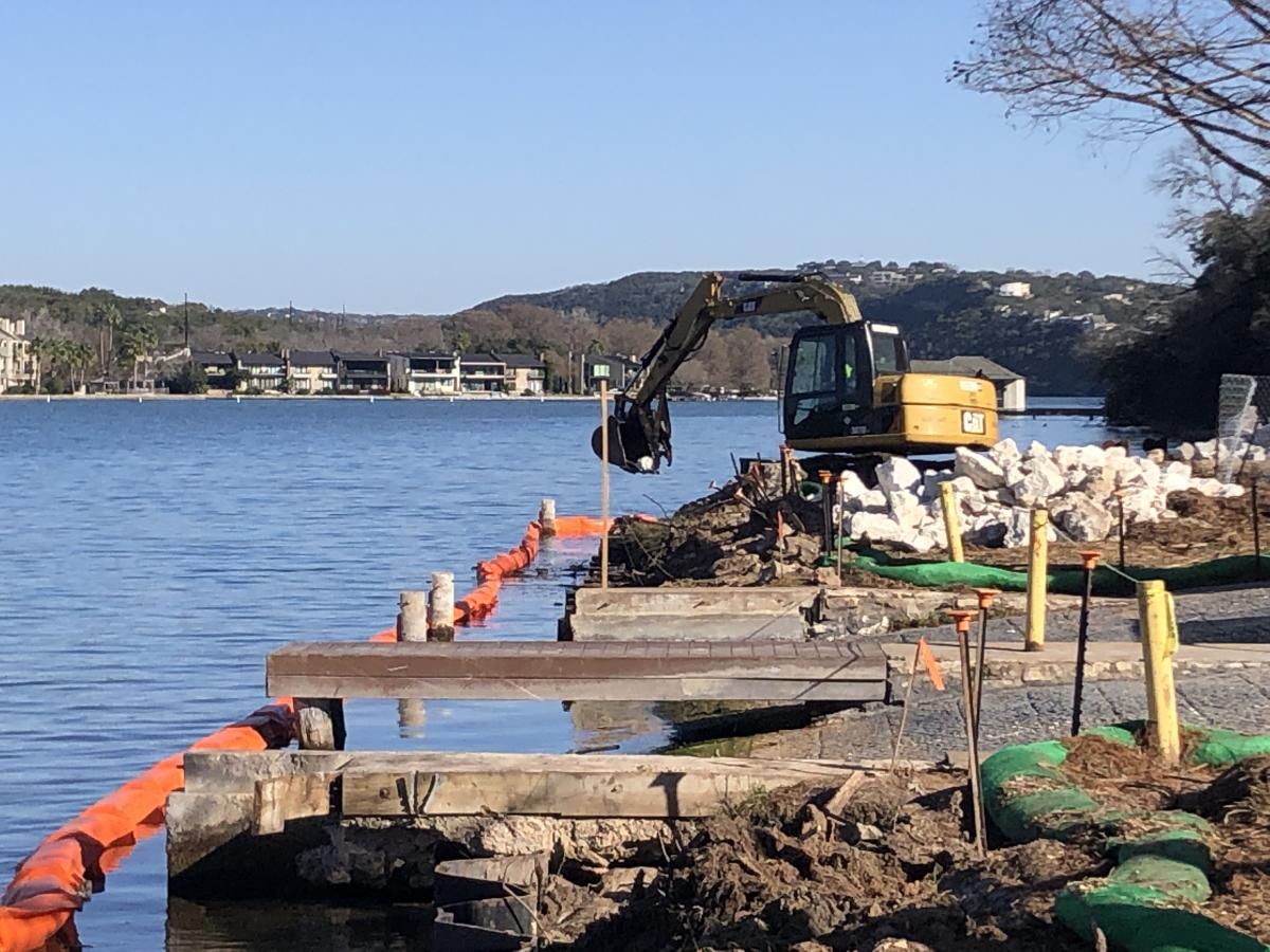 Construction at Walsh Boat Landing, image taken in January 2020