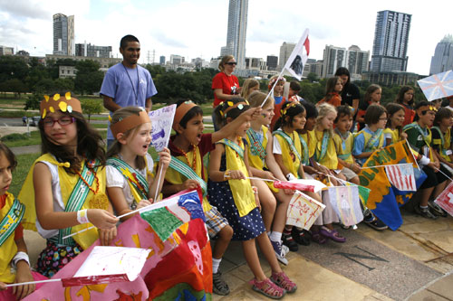 DAC summer campers creating art in the park