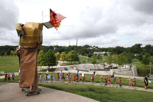 DAC summer campers creating art in the park