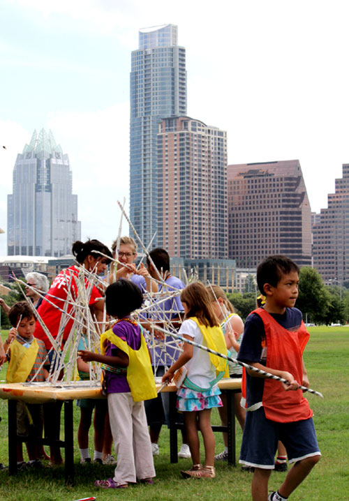 DAC summer campers creating art in the park