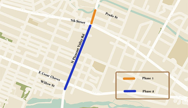 N Pleasant Valley Rd Construction Map