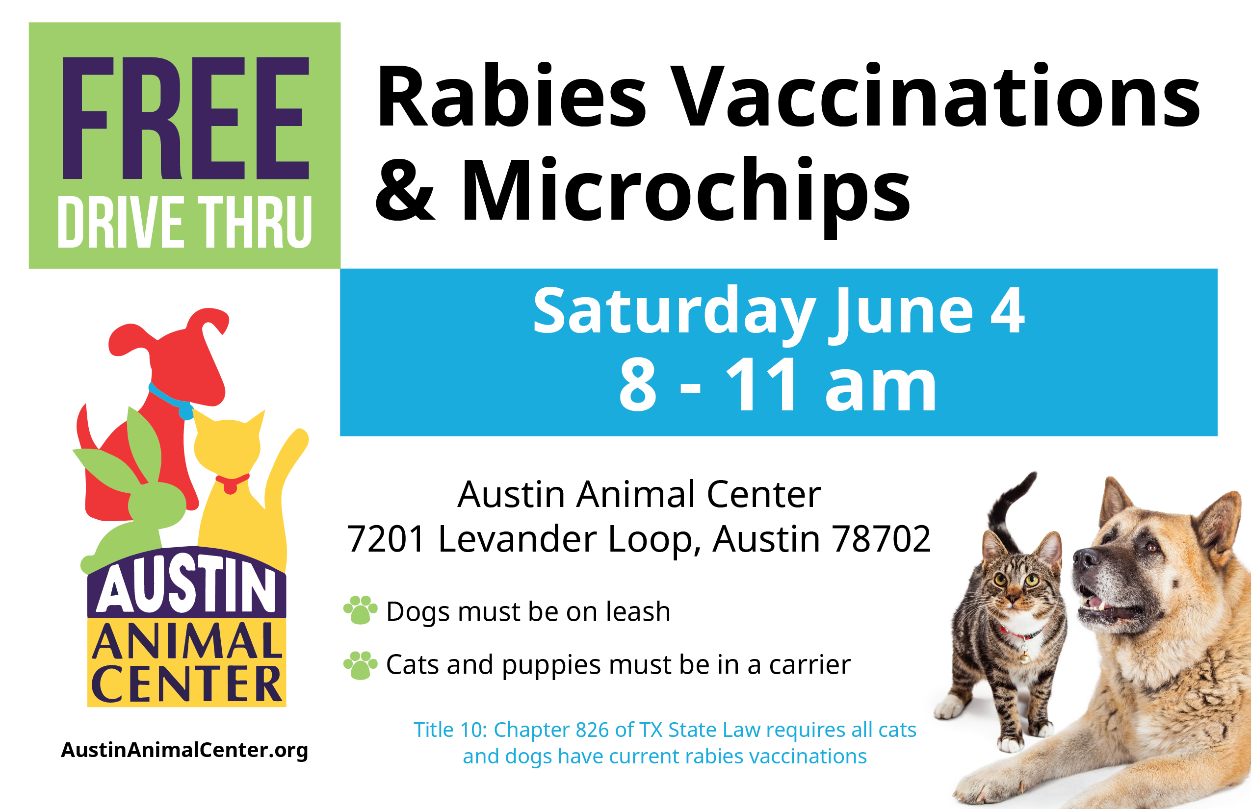 Free drive-thru rabies vaccinations and microchips