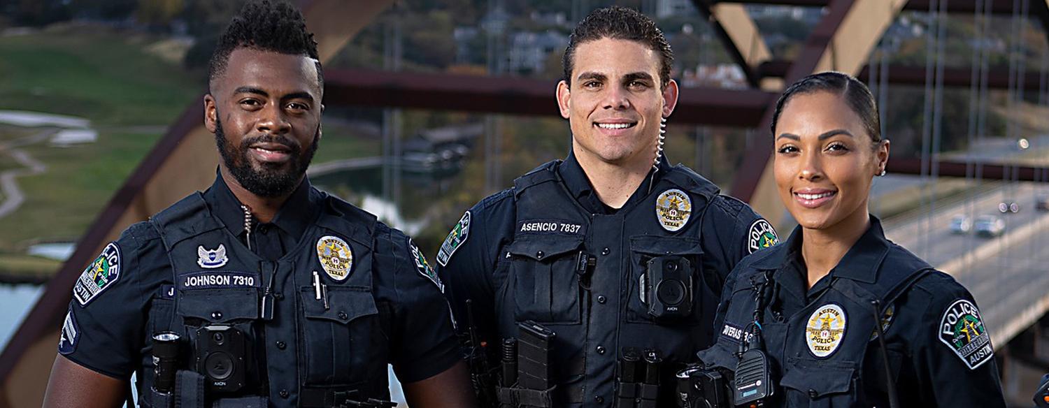 Austin Police Officers with 360 Bridge in the background