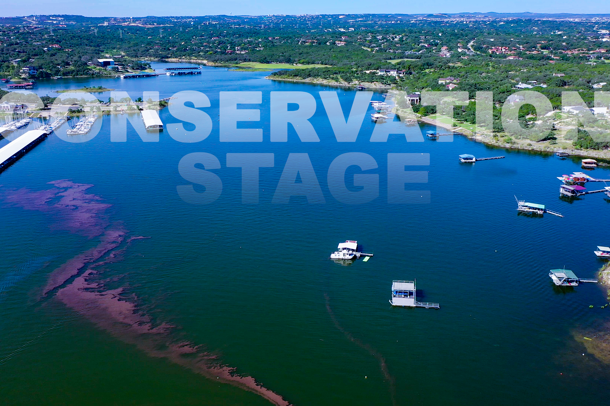 aerial shot of Lake Travis
