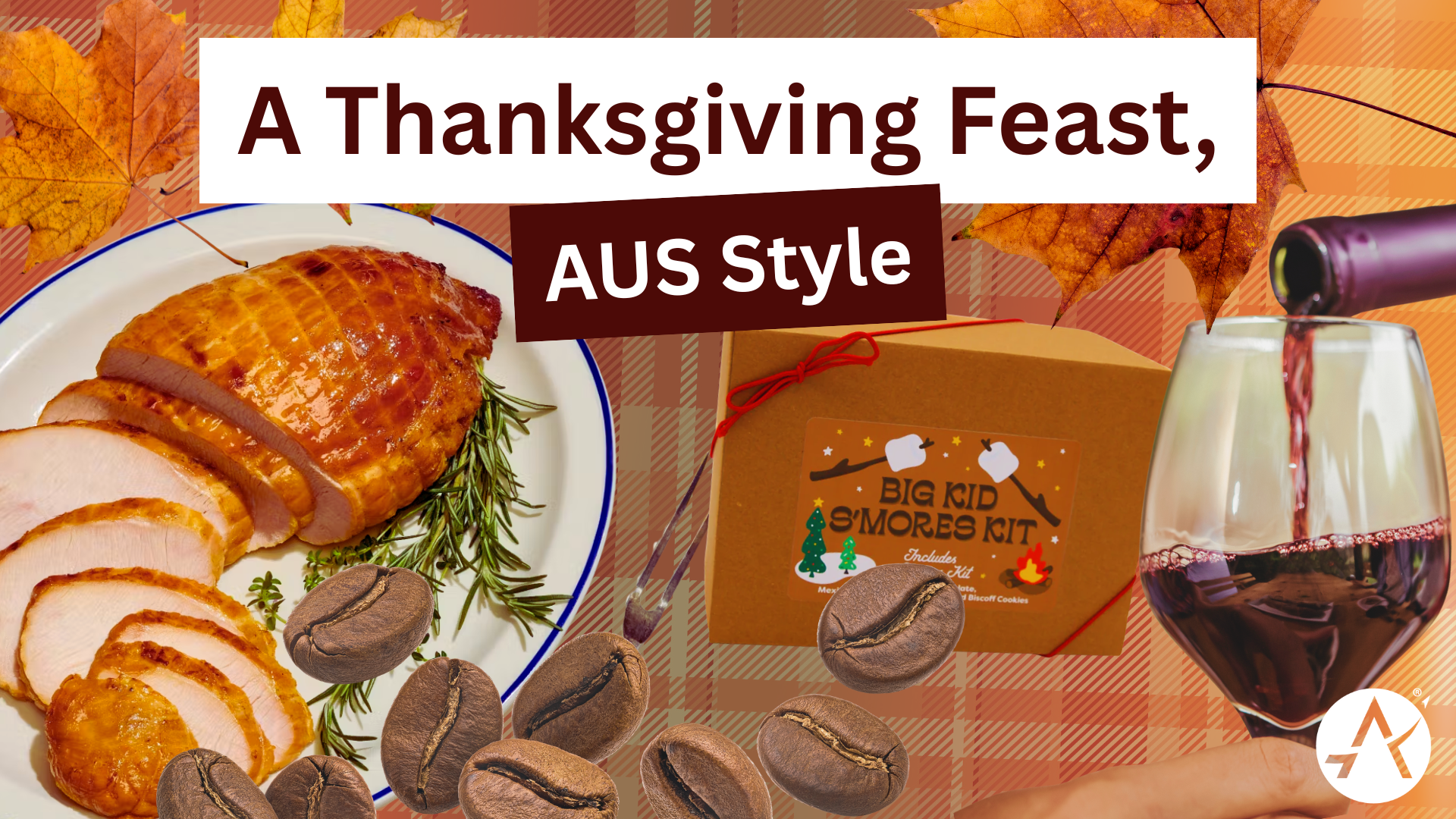 Graphic promoting different food/beverage items you can find at AUS