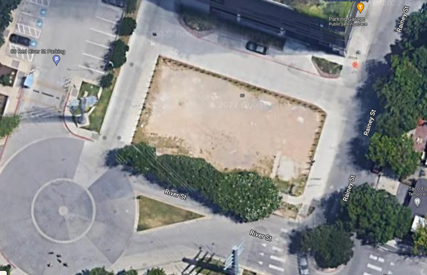 Overhead view of 64 Rainey Street lot