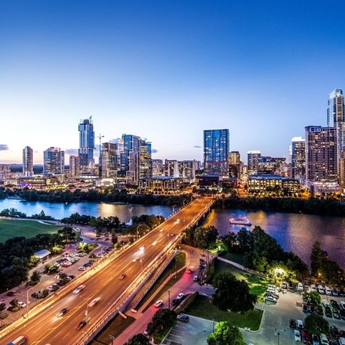 Downtown Austin skyline at dusk
