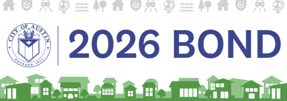Take the survey, share your thoughts online. City logo with words 2026 Bond