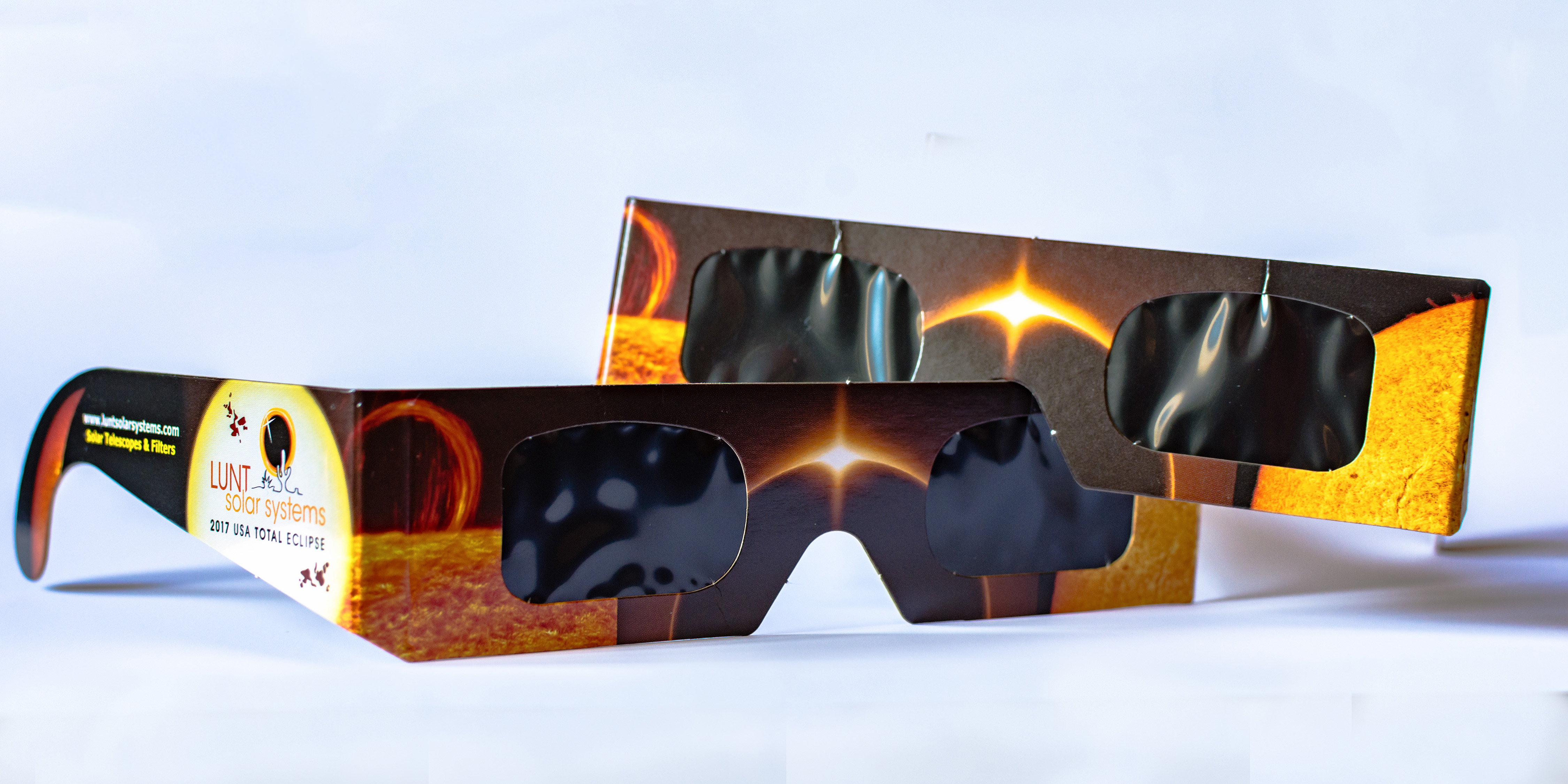 image of two pair of certified eclipse glasses