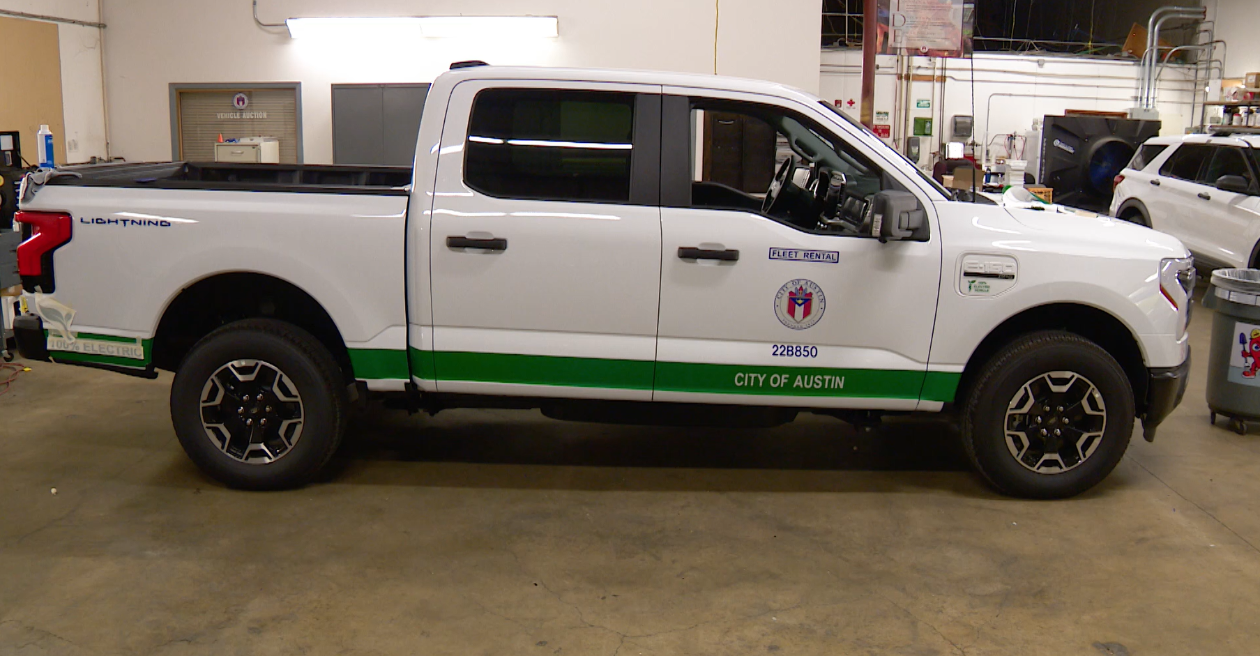 A Ford F-150 Lightning, recently added to the City's fleet of electric vehicles.