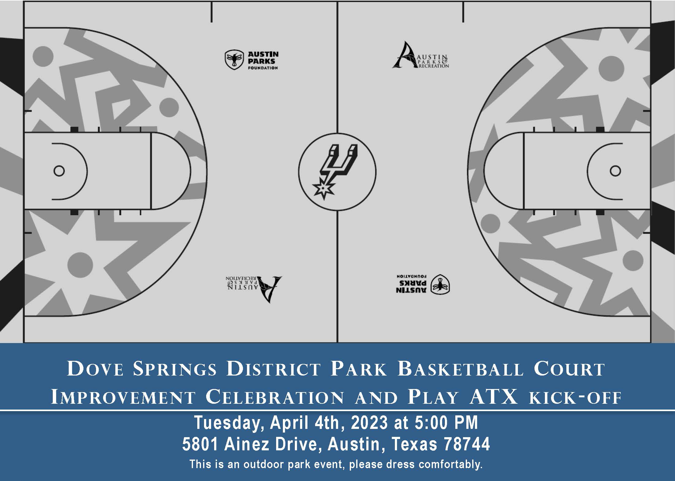 ribbon-cutting ceremony will be held at Dove Springs District Park (5801 Ainez Dr, Austin, TX 78744) to unveil a newly renovated basketball court on Tuesday, April 4