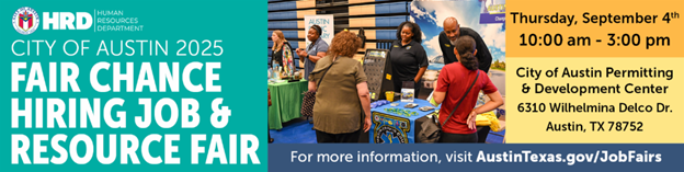 City of Austin Fair Chance Hiring Job and Resource Fair Banner
