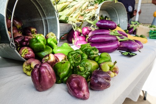 Vegetables placed on a table