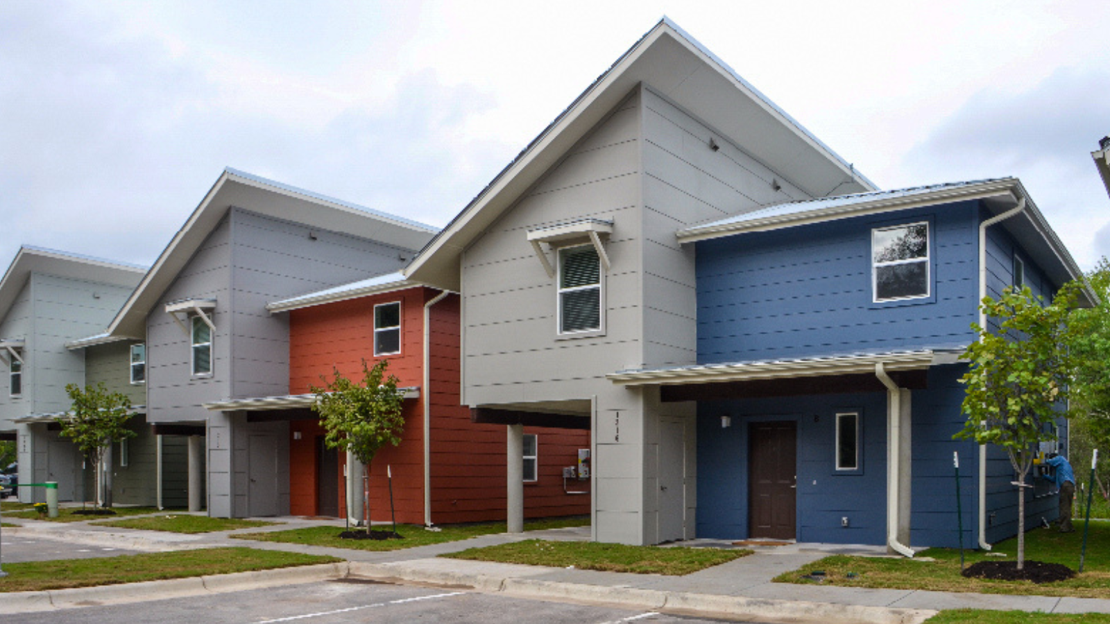 Guadalupe Saldana Net-Zero Duplexes. Photo courtesy: Guadalupe Neighborhood Development Corporation