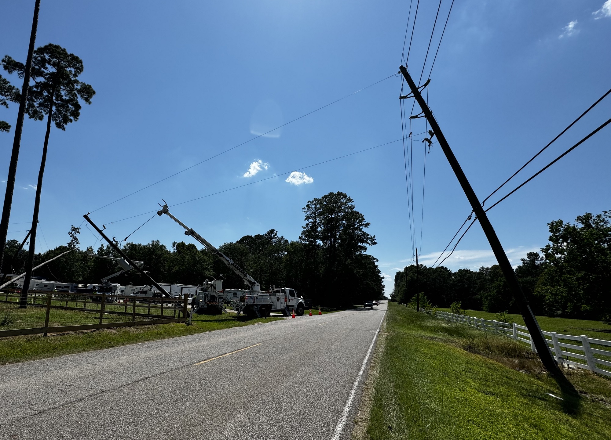 Hurricane-damaged power lines