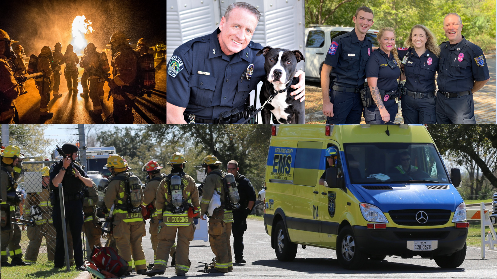 Image of multiple City of Austin public safety employees.