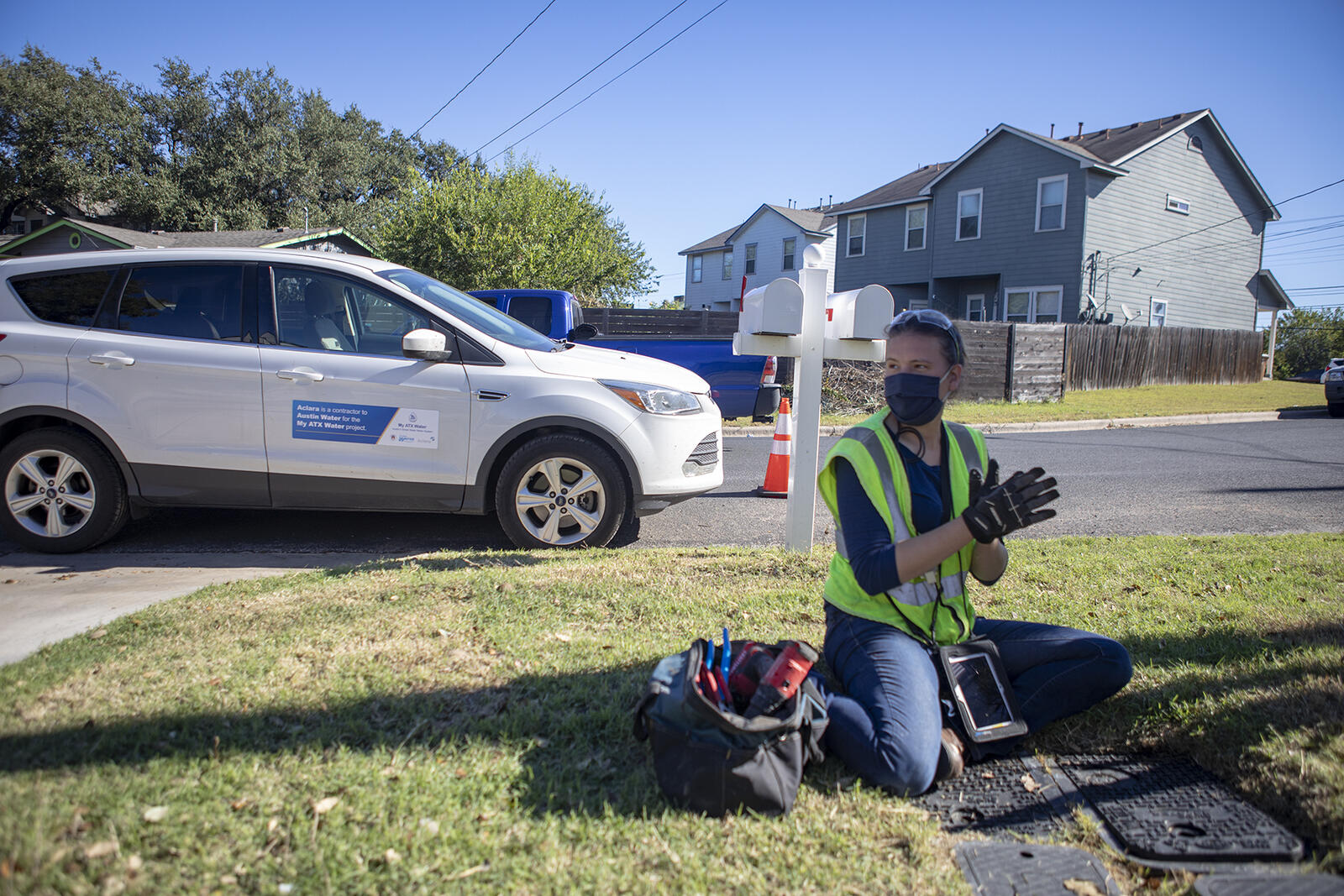 image of a person reading a meter image of a person reading a meter