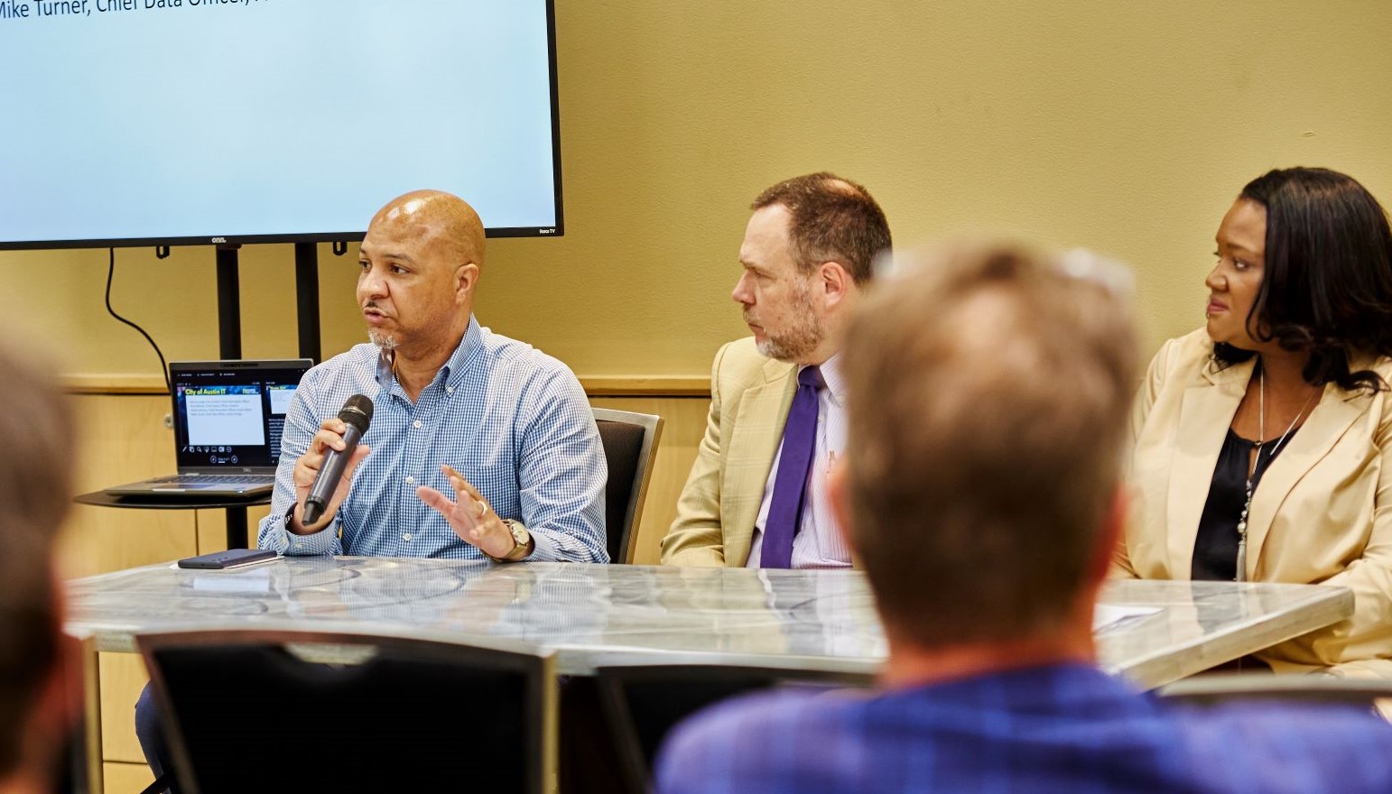 Diverse group of people in a conference room 