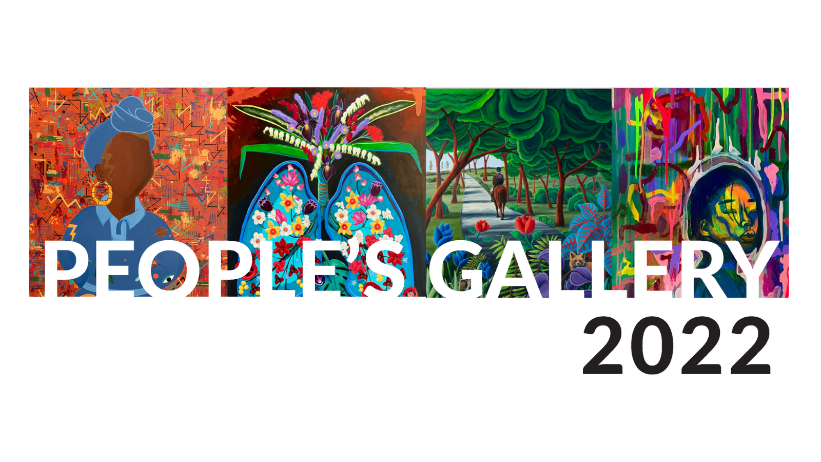 People's Gallery Exhibition 2022 4 colorful pieces of artwork for People's Gallery 2022 exhibition