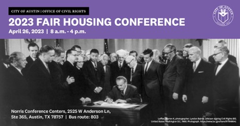 Black and white image of President Lyndon B. Johnson signing the Fair Housing Act in 1968