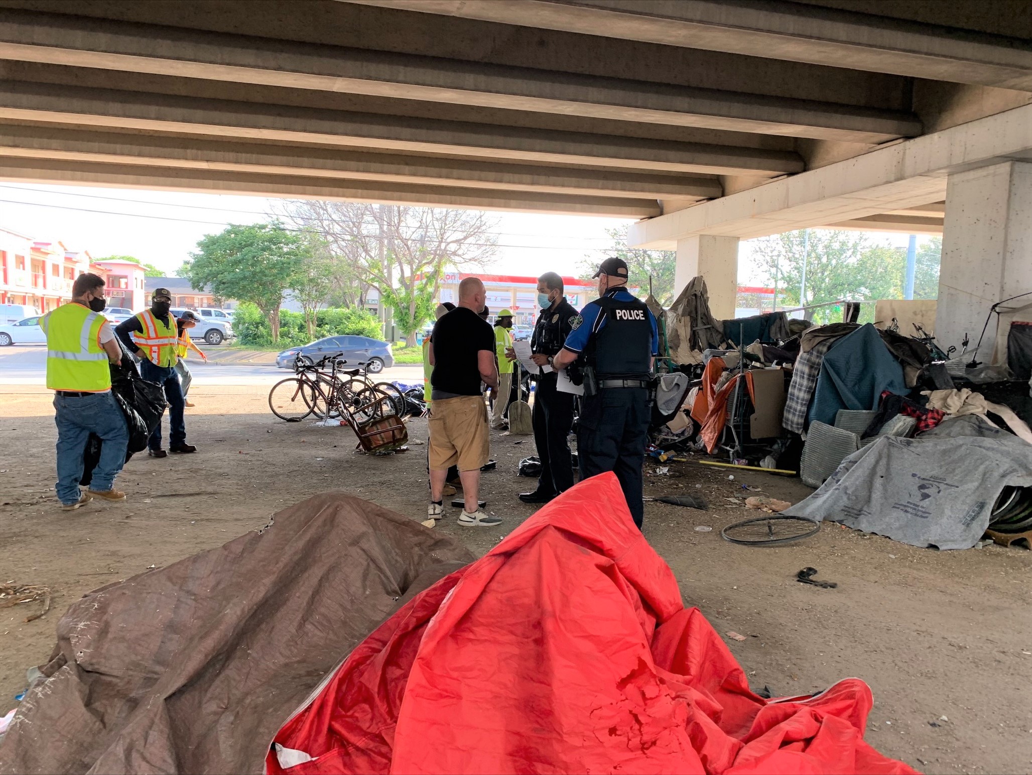 Photo of APD officers at US 183 and Burnet Road in Northwest Austin