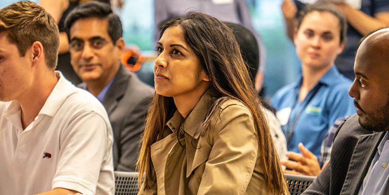 A photo of a judge from a past ReVerse Pitch competition