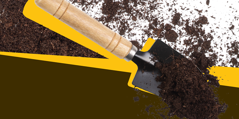 A shovel with soil graphic for Austin Resource Recovery's Soil Kitchen event