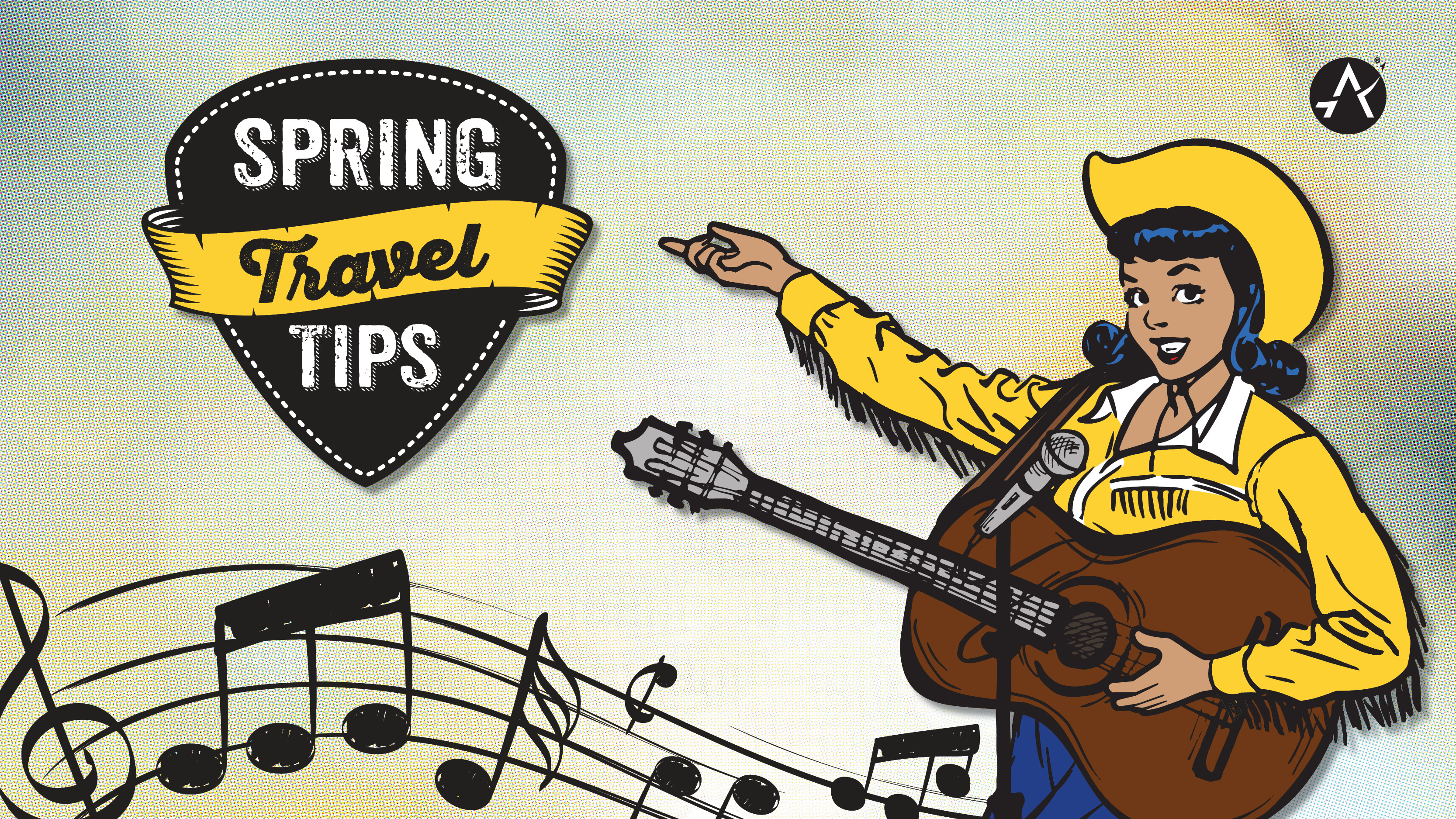 A graphic with text that reads Spring Travel Tips