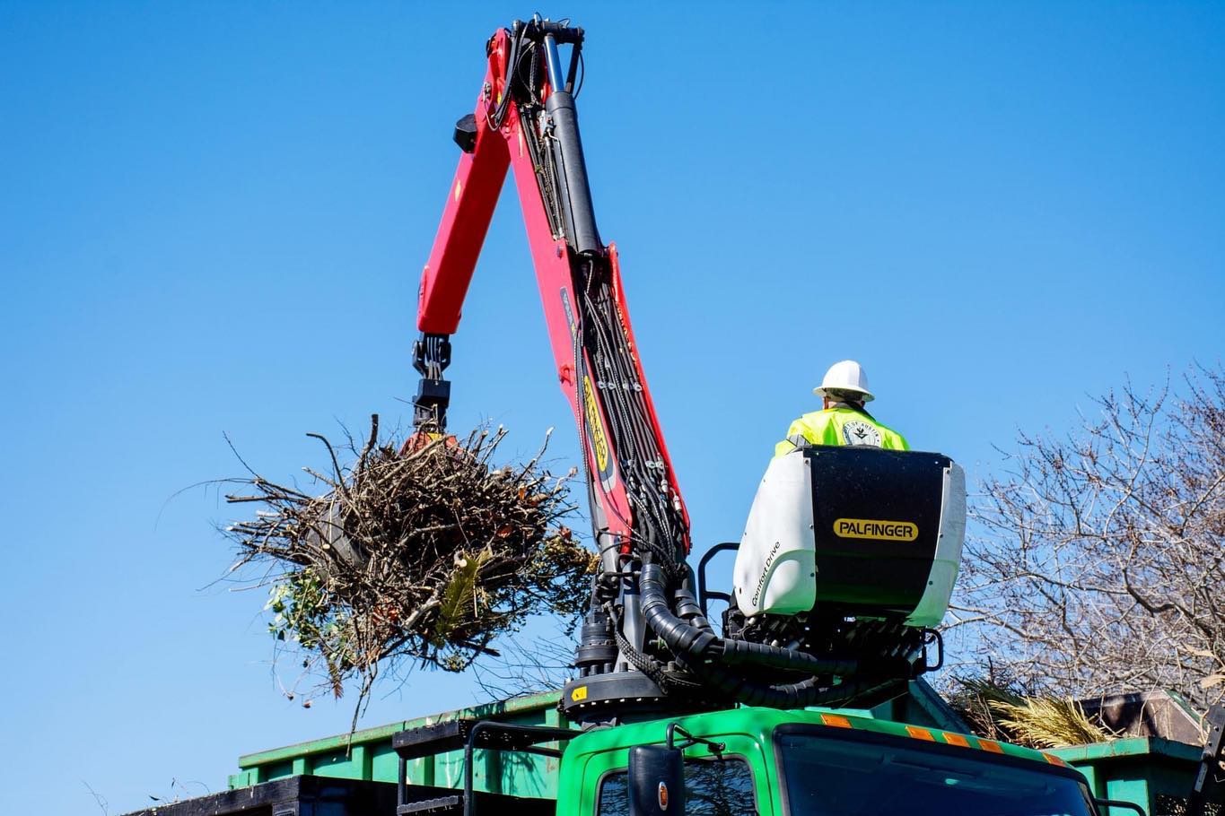 storm debris removal A c5rane collects storm debris